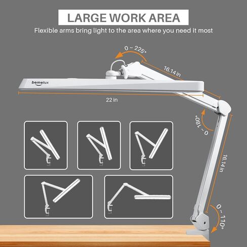 LED Architect Desk Lamp with Clamp, Metal Swing Arm 2000 Lumens Dimming Office Table Lamp for Task Work Drafting Reading Desktop, 234PCS Bright LEDs, 24W, 5 Color Temperatures Workbench Lamp in Kuwait