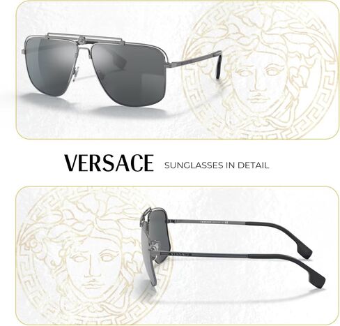 Versace VE2242 Rectangle Sunglasses for Men + BUNDLE With Designer iWear Complimentary Eyewear Kit in Saudi Arabia