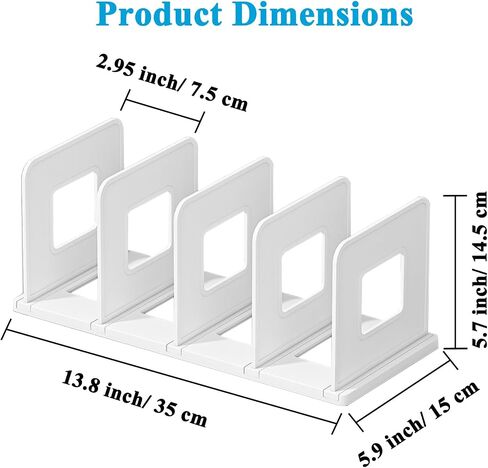 SAYEEC Desk File Sorter Vertical Desktop File Folder Organizer 4 Section Plastic Book Holder Adjustable Shelf Dividers Closet Purse Handbag Mail Binder Organizer Magazine Rack Stand Bookshelf (White) in Kuwait
