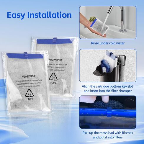 16 Pack Filter Cartridge for Whisper Bio-Bag Filters, Large Replacement Filter Cartridges for Aquariums Compatible with Whisper Filters 20i,40i/IQ20,30,45,60/PF20,30,40,60 and Repto Filter in Kuwait