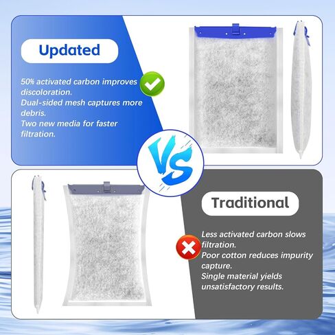 16 Pack Filter Cartridge for Whisper Bio-Bag Filters, Large Replacement Filter Cartridges for Aquariums Compatible with Whisper Filters 20i,40i/IQ20,30,45,60/PF20,30,40,60 and Repto Filter in Kuwait