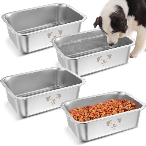 Sweetude 4 Pcs Stainless Steel Bowls for Large Dogs High Capacity Metal Dogs Food and Water Bowls for Big Pets(Black,2.64 Gallon) in Kuwait