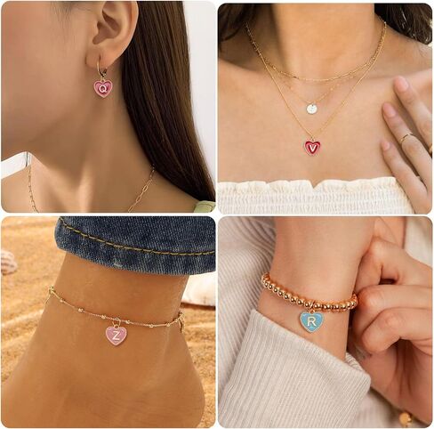 Craftdady Love Heart Charms Enamel Metal Letter Alphabet Charms Valentine's Day Charms 2mm Hole Heart with Letter A-Z Alloy Jewelry Pendants for Bracelet Earring Necklace Making, 15.5x14.5mm in Saudi Arabia