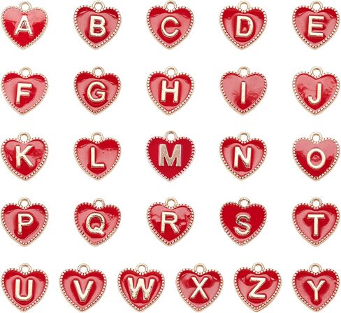 Craftdady Love Heart Charms Enamel Metal Letter Alphabet Charms Valentine's Day Charms 2mm Hole Heart with Letter A-Z Alloy Jewelry Pendants for Bracelet Earring Necklace Making, 15.5x14.5mm in Saudi Arabia