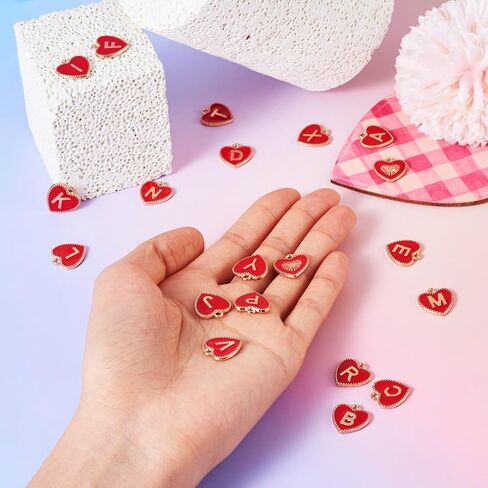 Craftdady Love Heart Charms Enamel Metal Letter Alphabet Charms Valentine's Day Charms 2mm Hole Heart with Letter A-Z Alloy Jewelry Pendants for Bracelet Earring Necklace Making, 15.5x14.5mm in Saudi Arabia