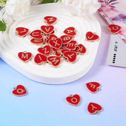 Craftdady Love Heart Charms Enamel Metal Letter Alphabet Charms Valentine's Day Charms 2mm Hole Heart with Letter A-Z Alloy Jewelry Pendants for Bracelet Earring Necklace Making, 15.5x14.5mm in Saudi Arabia
