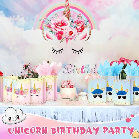 Sherr 30 Pcs Unicorn Party Favor Bags with Tissue Paper for Unicorn Party Supplies, Unicorn Gift Bag Unicorn Party Goody Treat Candy Bags for Unisex Party Favors Kids Baby Birthday Decorations in Saudi Arabia