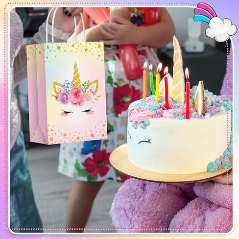Sherr 30 Pcs Unicorn Party Favor Bags with Tissue Paper for Unicorn Party Supplies, Unicorn Gift Bag Unicorn Party Goody Treat Candy Bags for Unisex Party Favors Kids Baby Birthday Decorations in Saudi Arabia