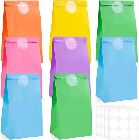 VGOODALL 36PCS Solid Color Paper Bags, Neon Colored Gift Bags Party Favor Treat Bags Goodie Bags for Birthdays Baby Showers Crafts Wedding 6 Colors in Saudi Arabia