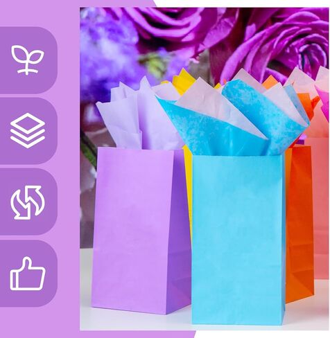 VGOODALL 36PCS Solid Color Paper Bags, Neon Colored Gift Bags Party Favor Treat Bags Goodie Bags for Birthdays Baby Showers Crafts Wedding 6 Colors in Saudi Arabia