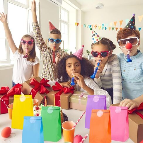 VGOODALL 36PCS Solid Color Paper Bags, Neon Colored Gift Bags Party Favor Treat Bags Goodie Bags for Birthdays Baby Showers Crafts Wedding 6 Colors in Saudi Arabia