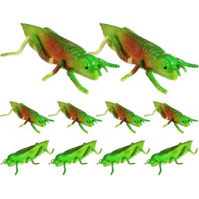 Toyvian 10 Pcs Green Grasshopper Toy Simulation Prank Toy for Kids Halloween Party Favors