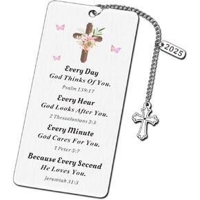 2025 Confirmation Gifts for Teen Girls, Christian Birthday Gifts for College Girls Students, Easter Basket Stuffers for Teens Kids, Bible Verse Cross Bookmark, Bible Study Supplies Book Lovers Gifts