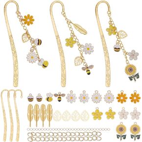 FreeBloss 3 Set DIY Metal Lagmarks Clips لجعل مرجعية كتب علامات Women Gift Bee Style Metal Mongmark Kit Kit Metal Lafks لعشاق الكتب Gift Bee Daisy Sunflower Honey