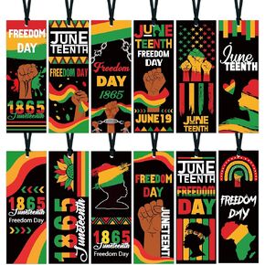 Haooryx Juneteenth Bookmarks 120Pcs 1865 Juneteenth Bookmarks with Ribbon Celebration June 19 Freedom Day Book Marks for Africa Americans Independence Day Classroom Inspirational Handouts Supplies