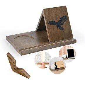 Wood Small Bookshelf, Triangle Bookmark with Book Page Holder, Night Stand Book Holder, Mini Bookcase Rest with Coffee Drink Holder for Office, Book Rest and Mug Stand, Gifts for Book Lover