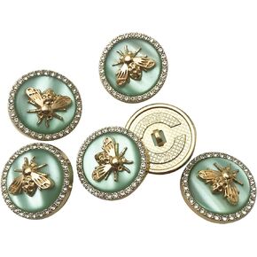 6Pcs 3D Bee Round Metal Button 25mm,Zinc Alloy Shank Buttons Enamel Blazer Buttons Set for Blazer Suits Sport Coat Uniform Jacket Sewing Fasteners Crafts (Pink) PT2422