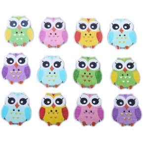 100pcs 25x20mm Mixed Cute Owl Shape Wooden Buttons 2 Holes Sewing Buttons for DIY Art Craft