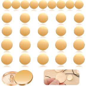 30 Pcs Metal Flat Gold Buttons, Blazer Round Pins Crafts Buttons, Replacement Sewing Buttons for Blazers, Shirts, Jackets, Crafts 15mm 20mm 25mm(Golden)