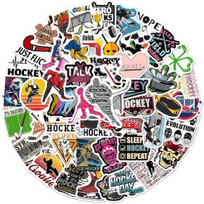 BEATRI Ice Hockey Stickers 50Pcs Hockey Stickers Waterproof Vinyl for Water Bottles Laptop Luggage Scrapbooking Funny Sports Sticker Packs Set Bulk Teens Adults Girls Boys Aesthetic
