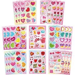 32 Sheets Valentines Day Stickers for Kids, Heart Stickers Valentine Stickers,Valentines Gifts for Kids Cards Craft Scrapbooking Valentine Love Stickers Party Favors