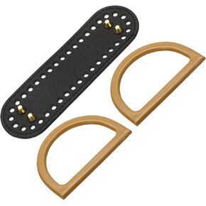 قواعد أكياس Uxcell للكروشيه ، 7.1 "× 2" كيس بيضاوي الشكل المشكل مع مقابض على شكل D ، قاع قاعدة الكروشيه لحقيبة الكتف DIY صنع لوازم الأسود
