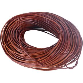 KONMAY 100 Yards Continuous Length Real Leather Cord for Jewellery Making, 1.0mm Distressed Brown Leather String for Necklaces, Bracelets, Crafting and DIY Projects