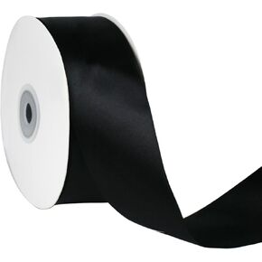1PC 50 Yards Black Satin Ribbon 1/2 Solid Color Fabric Ribbon Christmas Gift Wrapping Invitation Cards Flower Bows Sewing Party and Wedding Decorations
