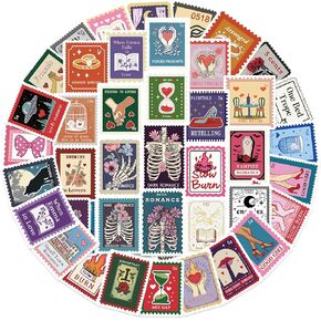 50pcs Motivational Label Romance Book Stickers for Kindle Book Trope Stamp Stickers Colorful Aesthetic Bookish Stickers Kindle Stickers Book Lover Accessories Waterproof Vinyl Stickers (stampBOOK)
