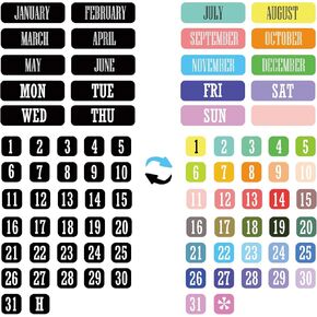 Double-Sided Magnetic Numbers and Months Date for Dry Erase Calendar Whiteboard Magnetic Days of The Week and Months Magnetic Calendar Dates Indicators for Office