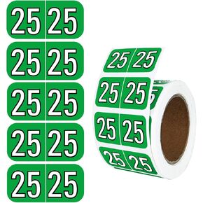 500 PCS 2025 ملصقات سنة ، وملصقات مجلد ملفات مقاومة للماء ، وعلامات مستطيلات ذاتية اللصق لمجلدات النهاية والأظرف ، وعلامات الأرقام ، والمكاتب والمستلزمات المنزلية (الأخضر)