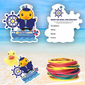50 Pieces Duck Tags, Ducking Game Cards,Cruising Rubber Duck Tagsfor Ducks 50 Rubber Bands, 2.91 x 3.02 Inches Duck Tags for Cruise Ship(Cruise Tags)