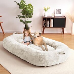 Giant Dog Bed for People, Washable & Plush Human Sized Dog Bed for Men and Women, Large Dog Bed Suitable for Adults, Anti-Slip Bean Bag for Large Dogs, Human-Sized Bed, 71"x43.3"x10"