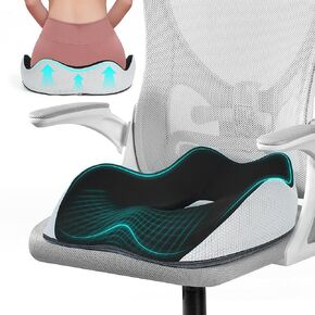 Ergonomic Memory Foam Seat Cushion for Office Chair, Tailbone & Sciatica Pain Relief Donut Pillow, Orthopedic Support for Car, Home, Desk Chair - Slow Rebound, Black