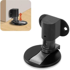 Invisible Magnetic Door Stopper, Adjustable & Floor Standing Door Stopper, No-Drill Easy Installation, Protects Wall from Damage,(Black) 2-Pack