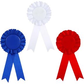 3 Pcs Blank Rosette Award Ribbons Blue Red and White Prize Ribbons Make Your Own Place Ribbons Ribbon Badge Recognition Award Ribbons