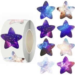 500pcs Glitter Star Stickers - Blue Holographic Vinyl Star Stickers - Modern Style - Indoor Use - Roll
