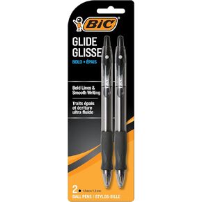 BIC Velocity Bold Retractable Ball Pen, Bold Point (1.6mm), Black, 2 Count, Great for Everyday Writing