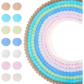 Beadthoven 784pcs 4mm Faceted Glass Rondelle Beads Pastel Color Porcelain Briolette Glass Crystal Beads Spacers 7 Colors Opaque Glass Beads for Bracelet Necklace Jewelry Making DIY Supplies