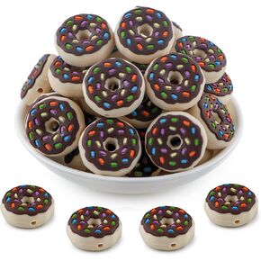 20mm Silicone Focal Beads for Pens, 20pcs Doughnuts Silicone Beads for Keychain Making Bracelet Necklace Making DIY Craft(Multicolor)