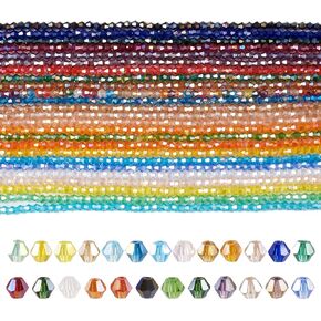 Beadthoven 784pcs 4mm Faceted Glass Rondelle Beads Pastel Color Porcelain Briolette Glass Crystal Beads Spacers 7 Colors Opaque Glass Beads for Bracelet Necklace Jewelry Making DIY Supplies