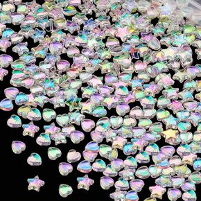 OIIKI 200 PCS Acrylic Star Shape Beads, Star Shape Charming Beads, Clear Acrylic 10mm Colorful Beads for DIY Jewelry Craft Making Necklace Bracelet Supplies
