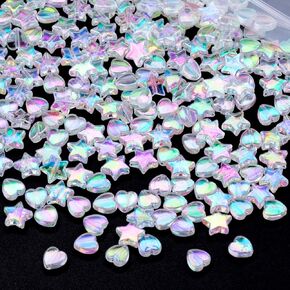 OIIKI 200 PCS Acrylic Star Shape Beads, Star Shape Charming Beads, Clear Acrylic 10mm Colorful Beads for DIY Jewelry Craft Making Necklace Bracelet Supplies in Kuwait