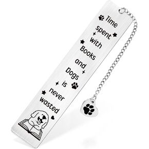 Book Marks for Reading Women, Cute Dog Lover Gifts Stainless Steel Dog Bookmark with Heart Pendant Golden Retriever Dog Mom Gift for Readers Women Men Teacher Book Lovers