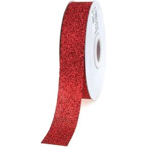 Homeford Glitter Ribbon Gift Wrapping, 7/8-Inch, 25-Yard, Red