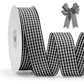 Red Gingham Ribbon 1 inch, 25 Yards Roll Red and White Buffalo Plaid Ribbon Polyester Check Ribbon for Christmas Gift Wrapping DIY Crafts Hair Accessories and Home Decor