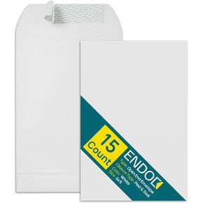 10x13 Envelopes Self Seal - 15 Pack - Open End White Mailing Envelopes for Catalogs, Presentations, Oversized Documents - Self Sealing Envelopes with Peel and Seal Closure - 28lb Heavyweight Paper