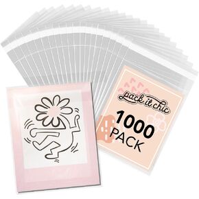 Pack It Chic - (1000 Pack) Clear Resealable Polypropylene Bags - Fits Prints, Photos, Documents - Self Seal (9" X 12")