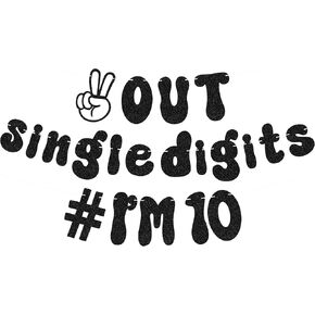Pre-Strung Out Single Digits I'm 10 Banner - Gold Glitter 10th Birthday Party Decorations Supplies for Boys or Girls, Double Digits 10 Banner, Happy 10th Birthday Banner, Photo Booth Props