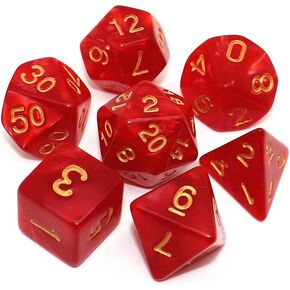 Polyhedral DND Dice Set Carnelian Red Dice for Dungeon and Dragons D&D Pathfinder MTG 7-Die RPG Dice with Dice Bag